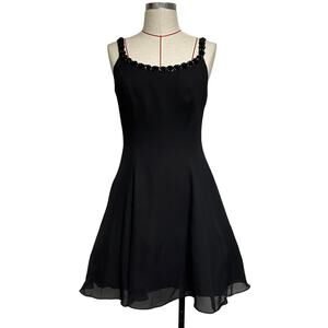 Vintage Up Beat Womens Size 7/8 Y2K Sequin Trim Black Dress